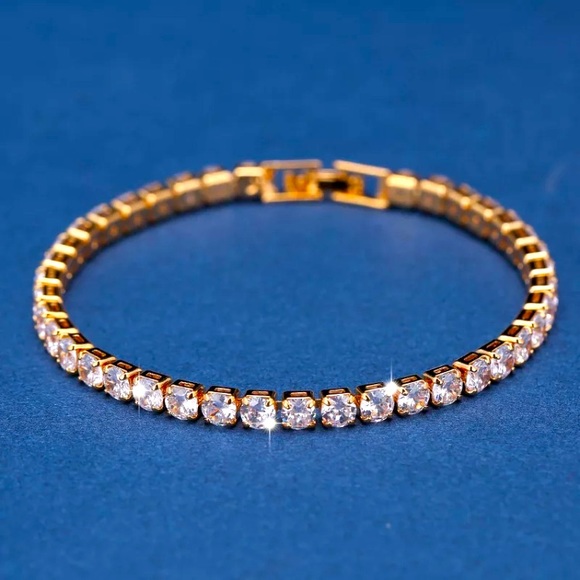 Jewelry - 14K Gold Plated diamond Tennis Bracelet